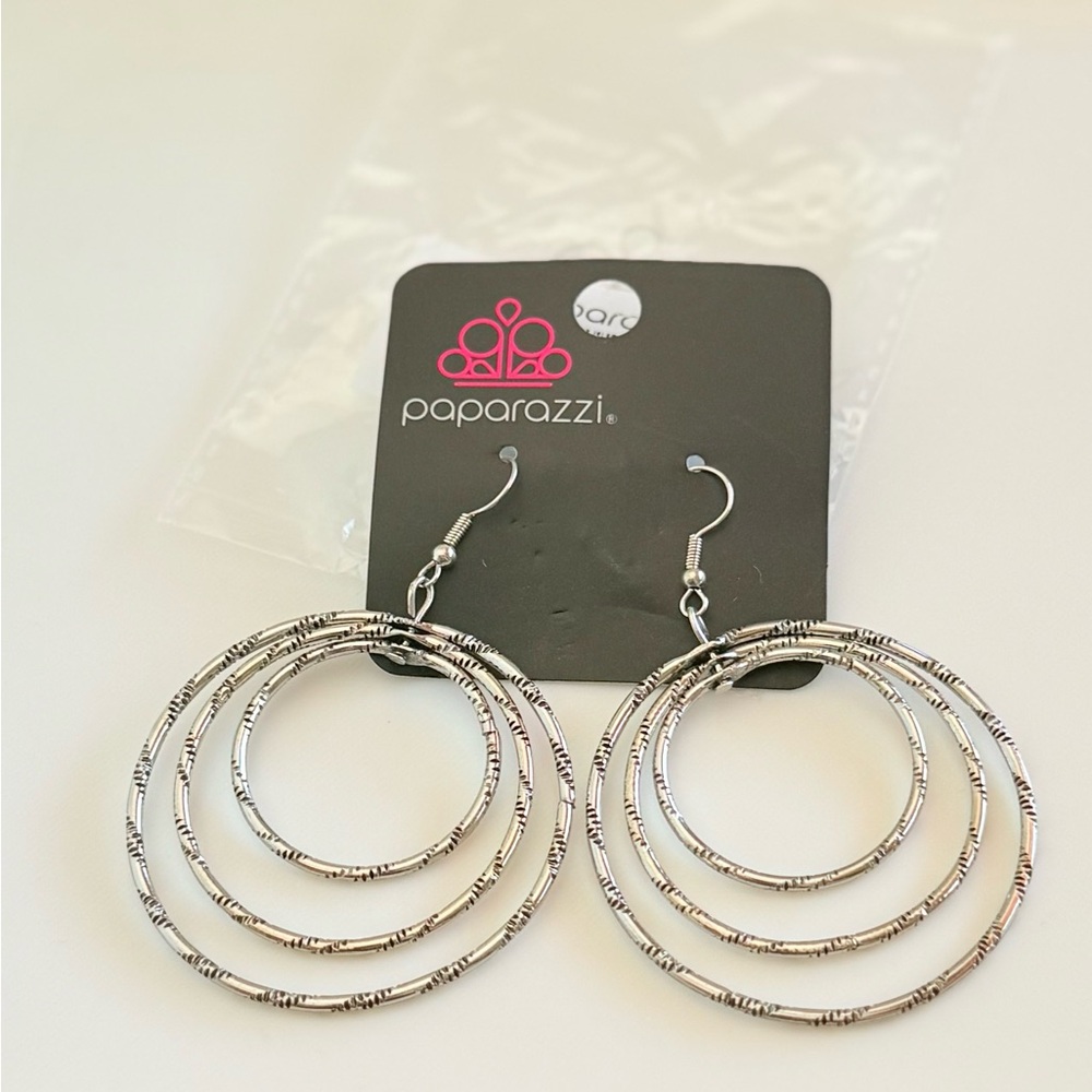 Paparazzi Silver Triple Hoop Earrings